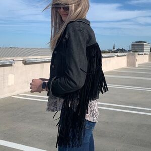 Judy Blue Black Fringe Denim Jacket